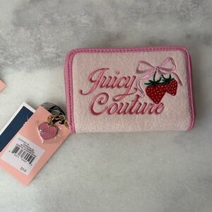 Juicy Couture Retro Strawberry Zip Around Bifold Wallet In Powder Blush *NWT*